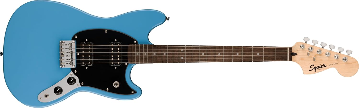Squire Sonic Mustang Electric Guitar, California Blue, Laurel Fingerboard