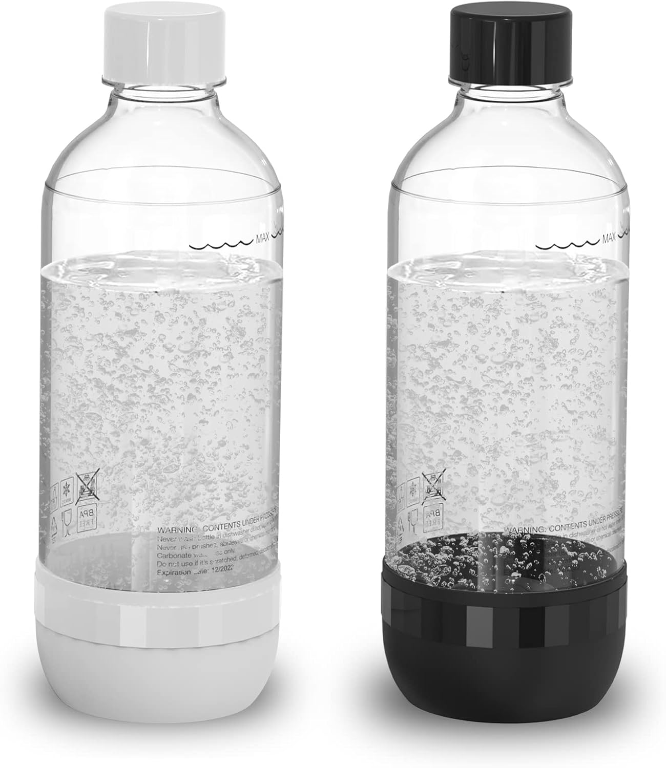 pinci Soda Bottle, Suitable for Carbonated Water and Sparkling Water, BPA Free, Reusable and Filled Food Grade PET Plastic Made Soda Water Bottle (2 Pack, 2 * 1 Liter)