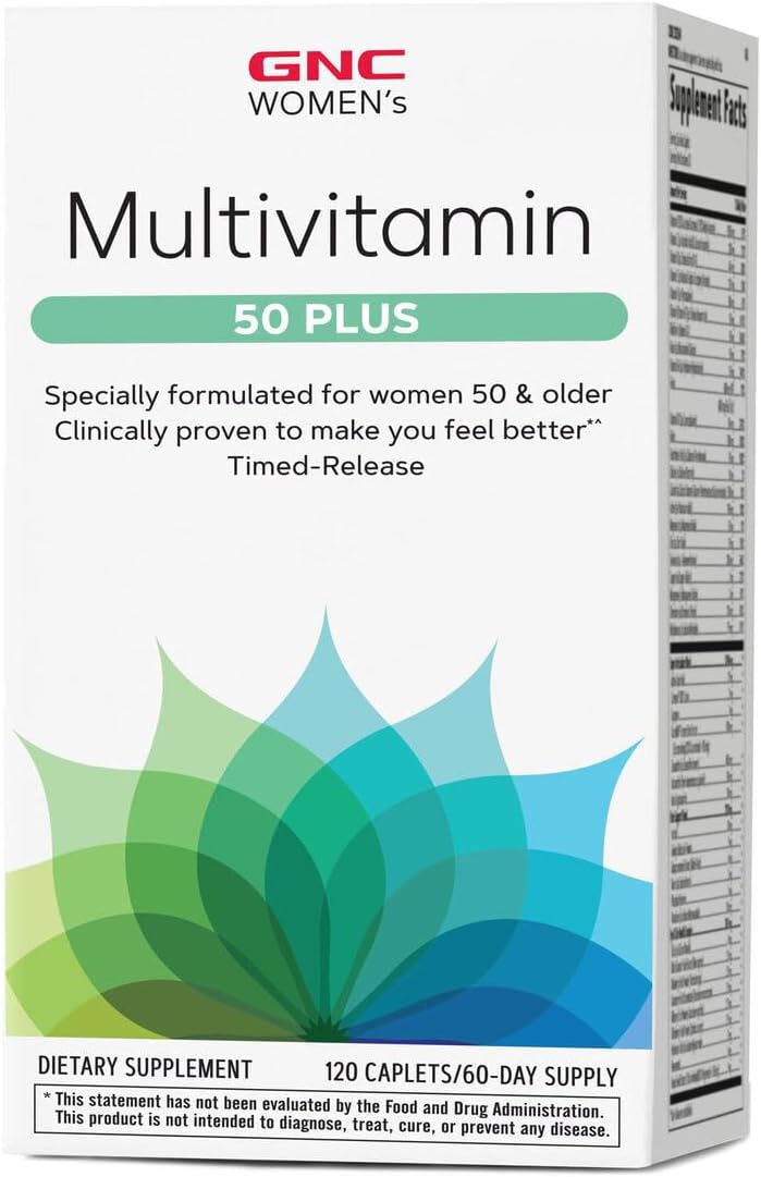 GNC Women's Multivitamin 50 Plus |Supports Bone, Eye, Memory, Brain and Skin Health with Vitamin D, Calcium and B12 | Helps Increase Energy Production | 120 Caplets