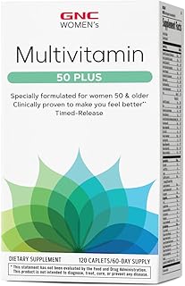 GNC Women's Multivitamin 50 Plus |Supports Bone, Eye, Memory, Brain and Skin Health with Vitamin D, Calcium and B12 | Helps Increase Energy Production | 120 Caplets