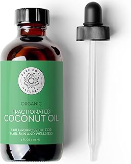 Pure Body Naturals Organic Fractionated Coconut Oil for Skin and Hair, 4 fl oz - Liquid Carrier Oil for Diluting Essential Oils, Hair Growth & Skin Moisturizer