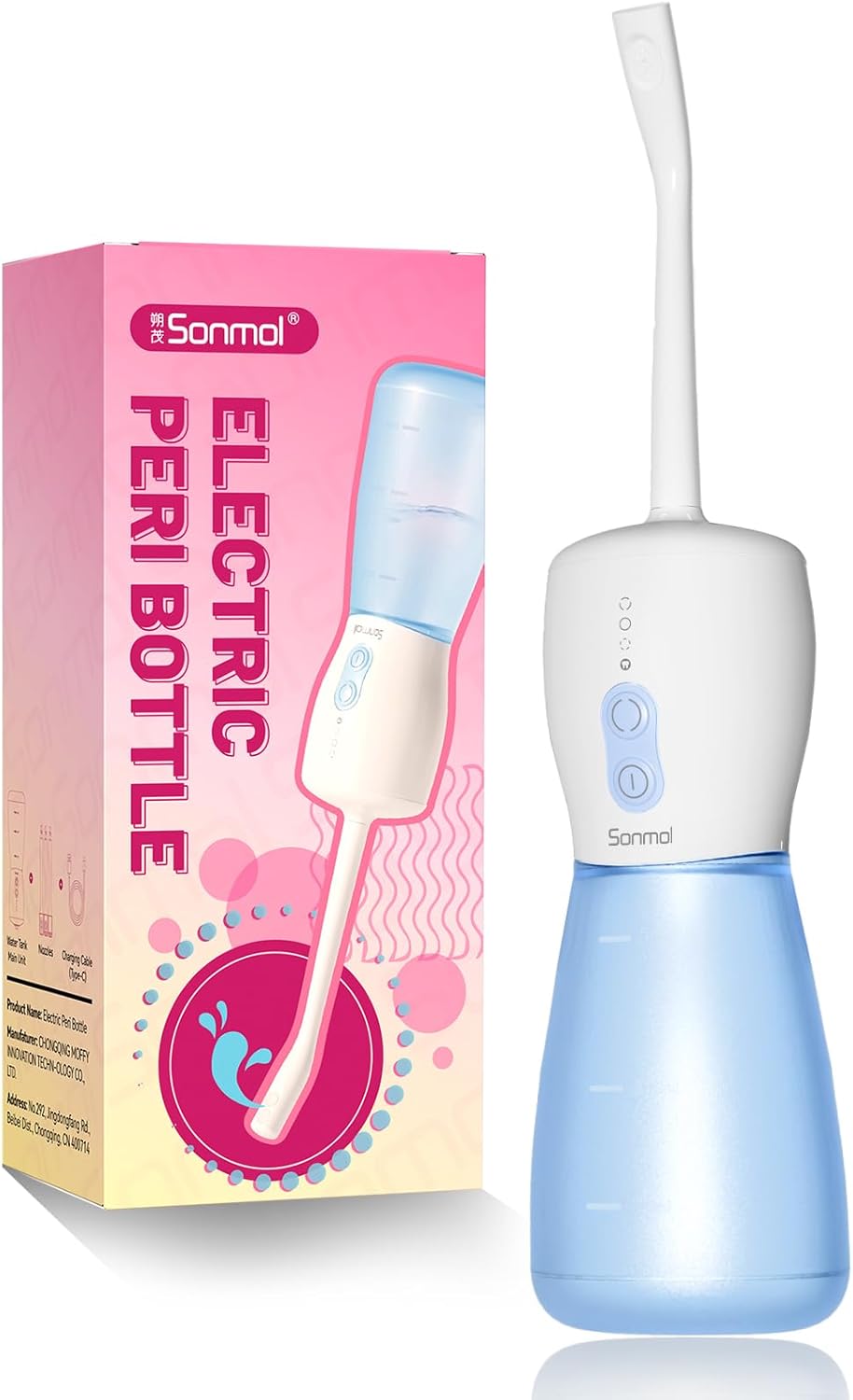 Electric Peri Bottle for Postpartum Care, 3 Nozzles & 3 Modes, Portable Bidet for Perineal Cleaning and Recovery, Handheld Travel Bidet, Rechargeable Perineal Bottle, 10.2 oz