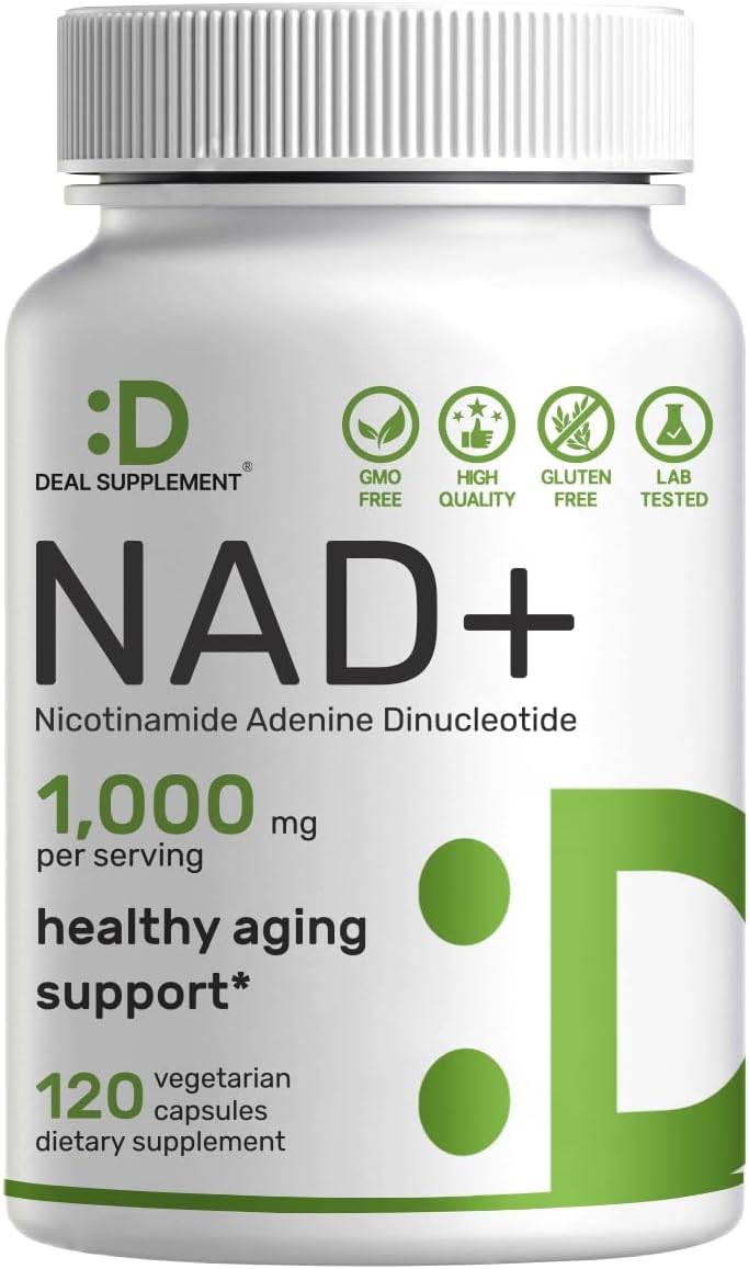 NAD+ Supplement 1,000mg Per Serving, 120 Veggie Capsules | Extra Strength NMN Supplement Alternative | NAD for Women & Men | Promote Energy, Anti-Aging & Cell Regeneration – Non-GMO
