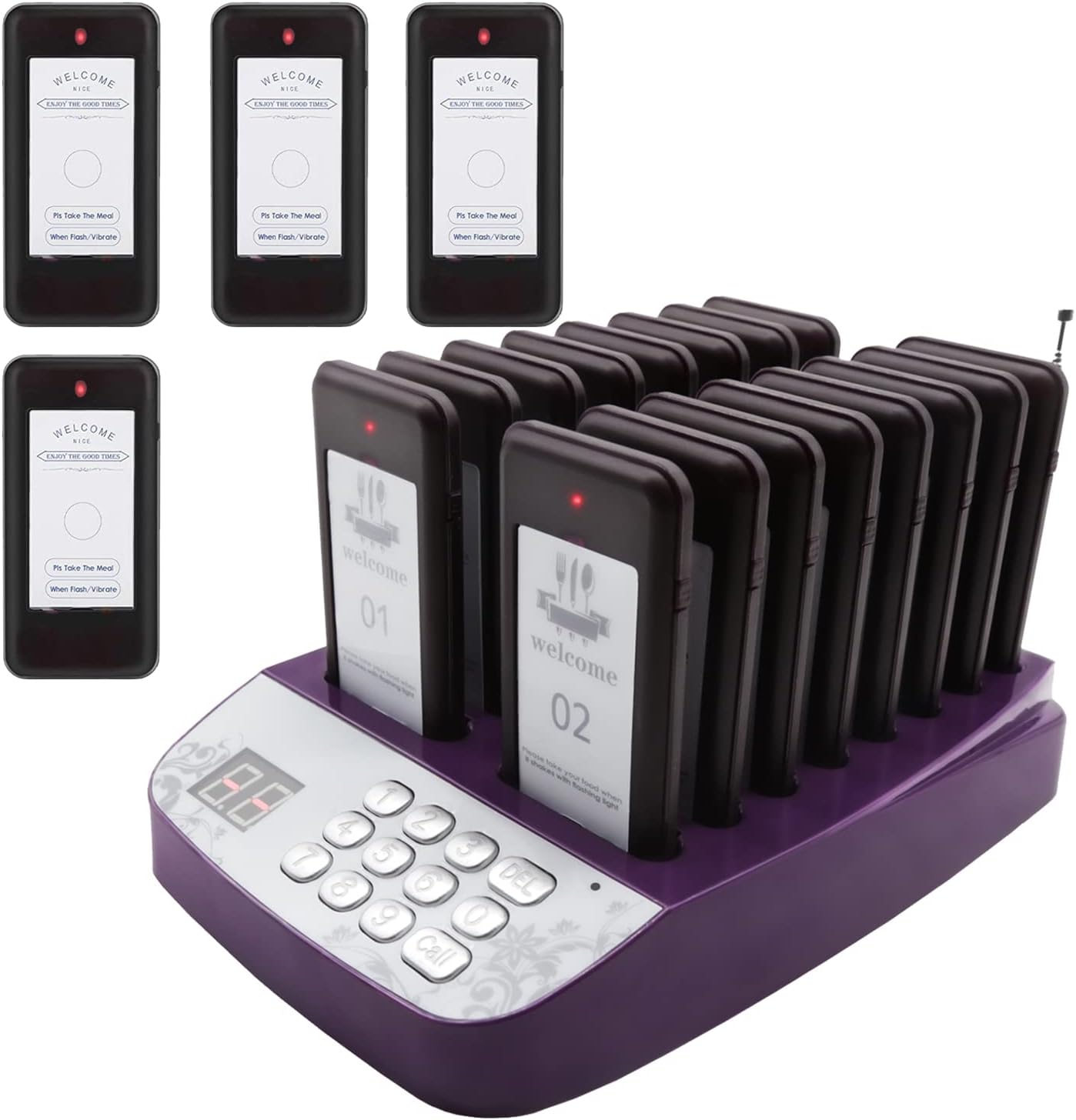 DAYTECH Restaurant Pager System Wireless Long Range Calling System for Cafe Hospital Clinic School Nurse Food Truck 1 Keypad +20 Coaster Pagers