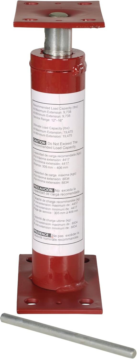 Vestil FJB-16 Basement Floor Jack 16 In. Maximum Height 9,738 Lb. Capacity Red
