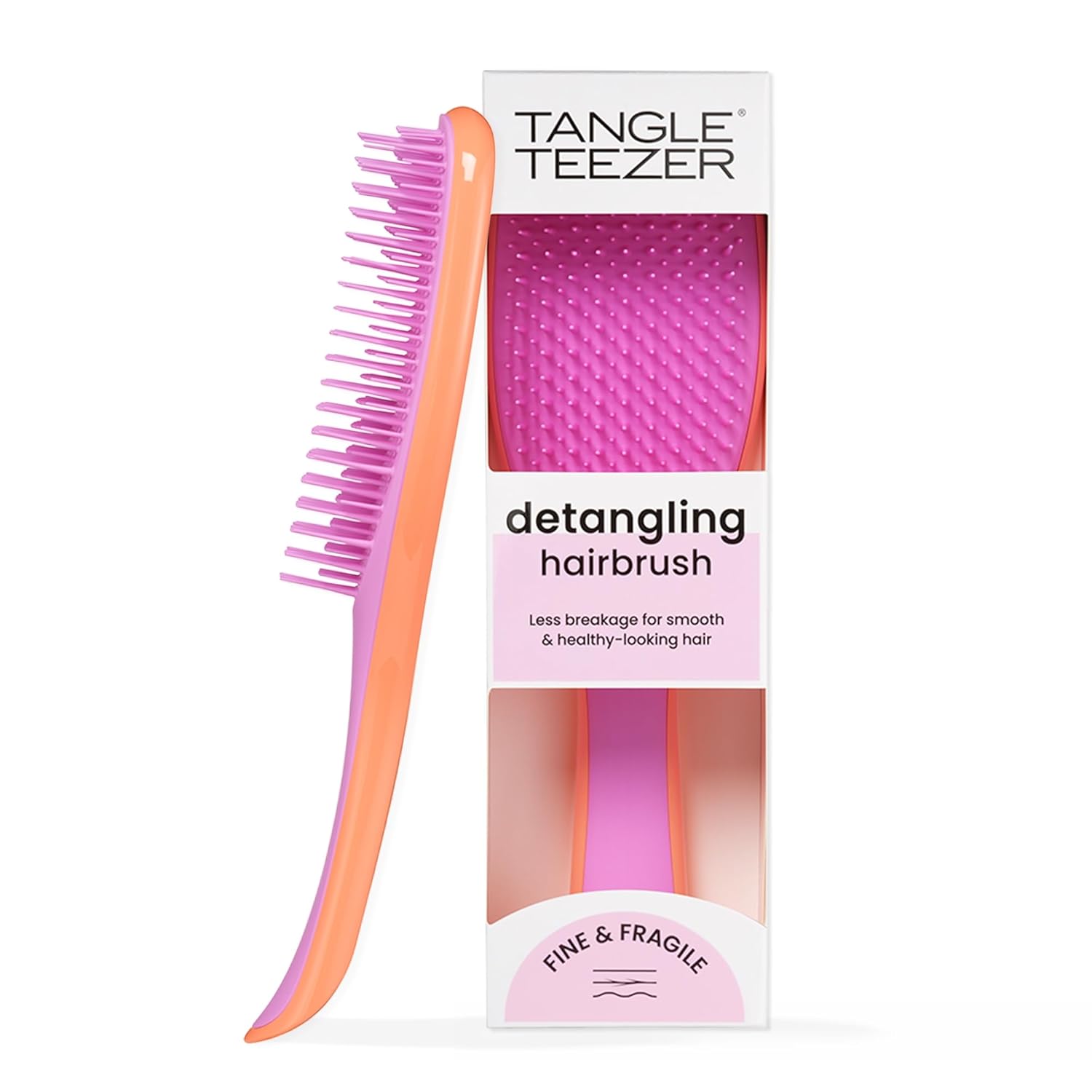 Tangle Teezer Fine & Fragile Ultimate Detangler Brush, Dry & Wet Hair Brush to Detangle & Reduce Breakage, Apricot/Purple