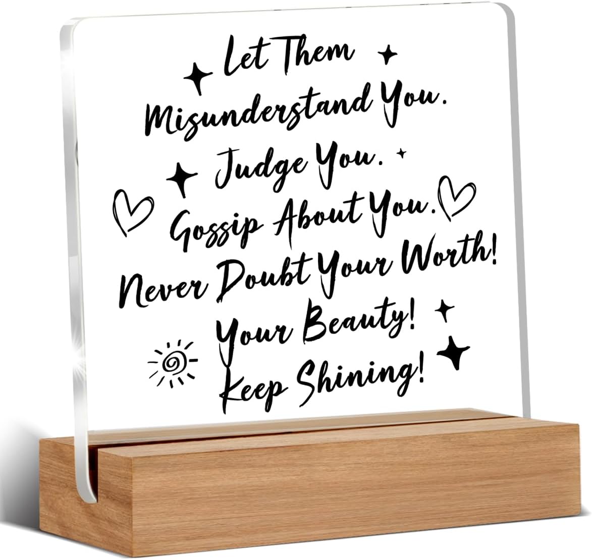 Inspirational Mental Health Gifts for Women Men, Motivational Office Gifts, Keep Shining Home Office Decorative Signs Plaque for Desk