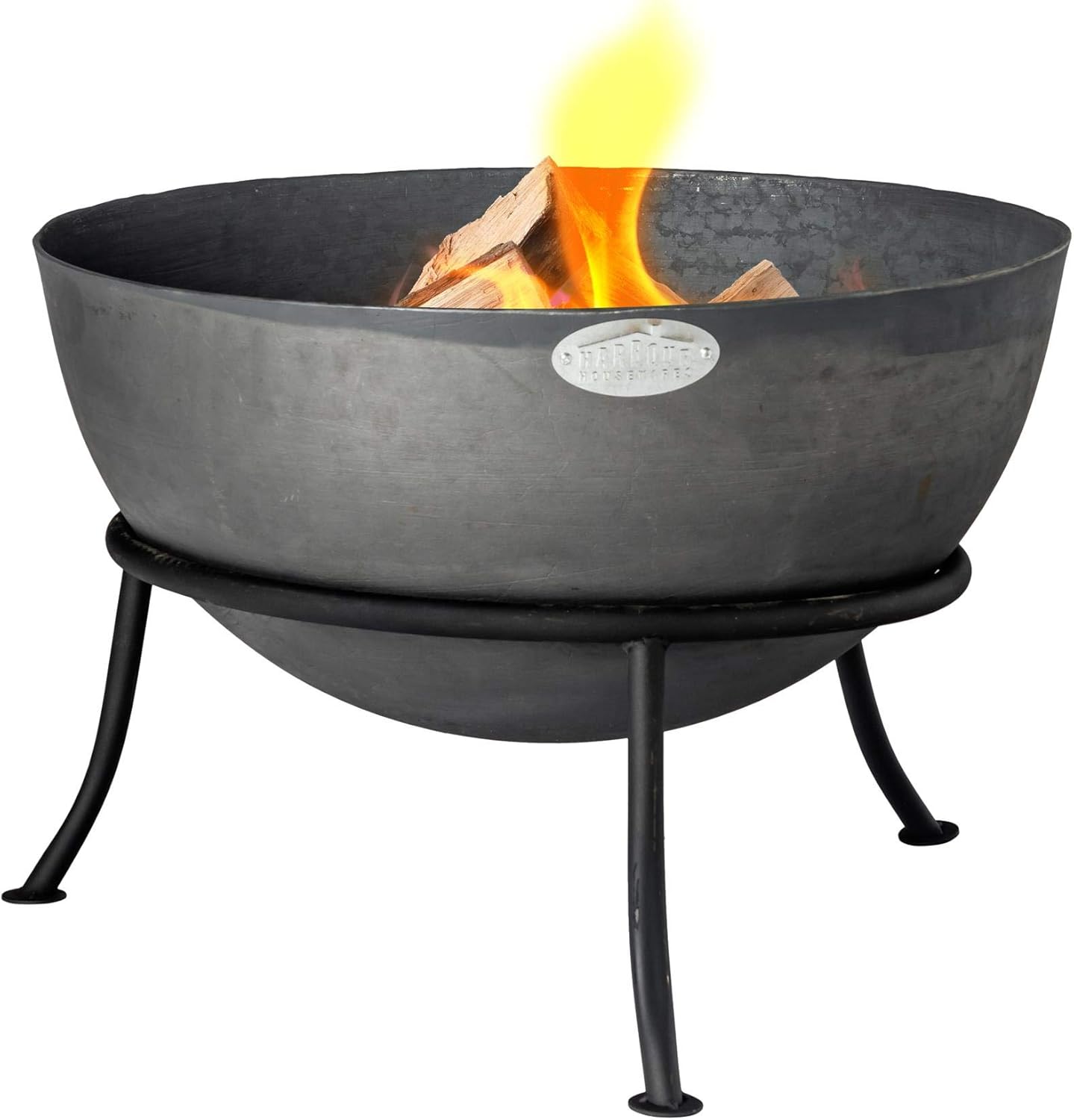 Harbour Housewares 60cm Cast Iron Fire Pit - Outdoor Garden Fire Bowl Frazier Garden Patio Heater Stove for Wood Logs, Charcoal Burning, BBQ, Camping Firepit