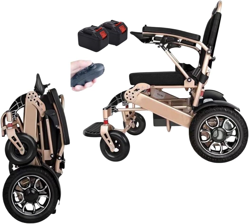 Automatic Foldable Electric Wheelchair Auto Folding Power Chair Mobility Chair 2 X 13 ah Removable Batteries 6 KMPH Speed 250 Watt Powerful Motor Lightweight Aluminium Frame Suspension Remote Control