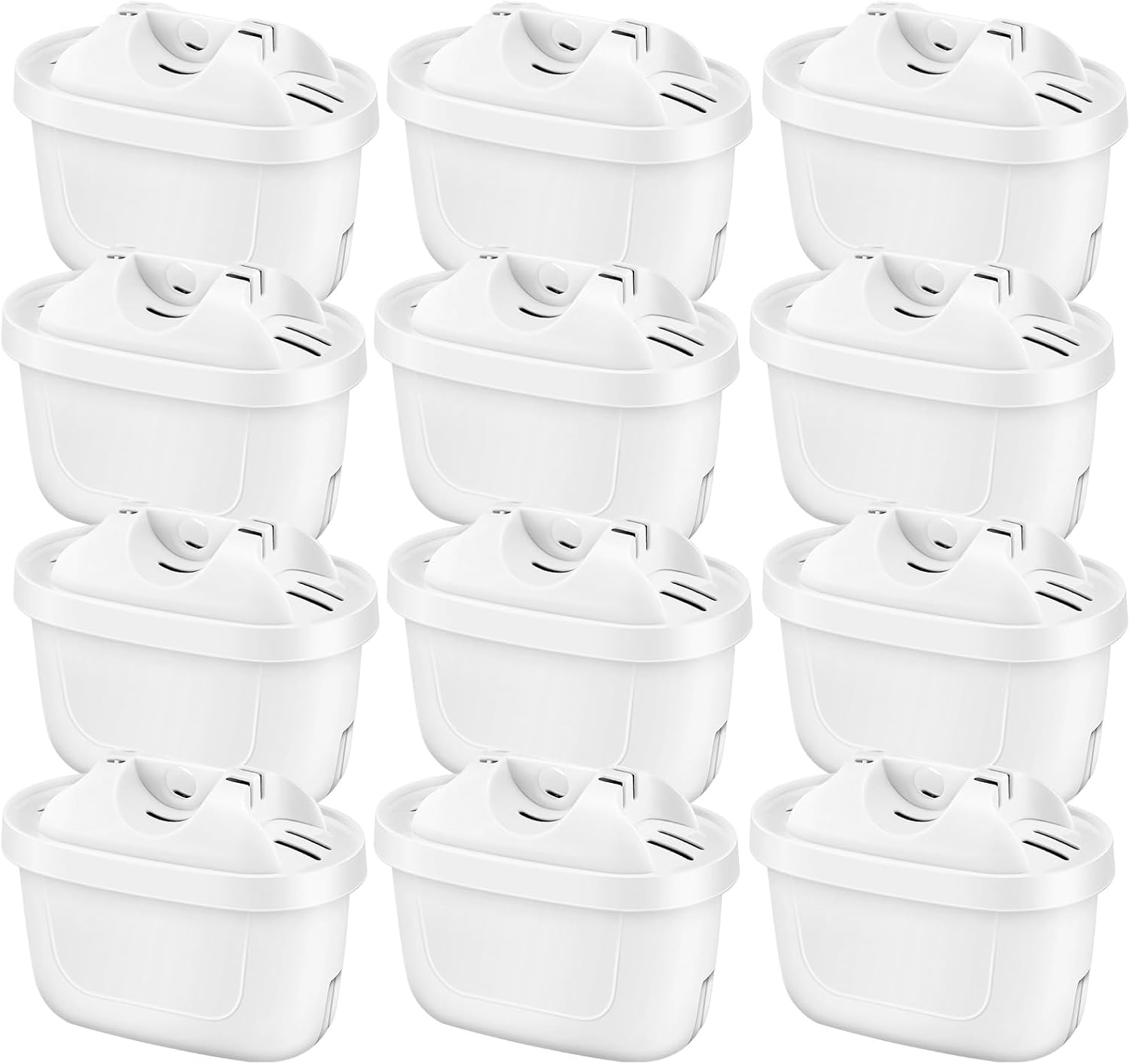 12 Pack Replacement Water Filter Cartridges Compatible with Brita Maxtra+ Jug, Brita Style, Mavea Elemaris XL Water Tank, 4 Layers Filtration
