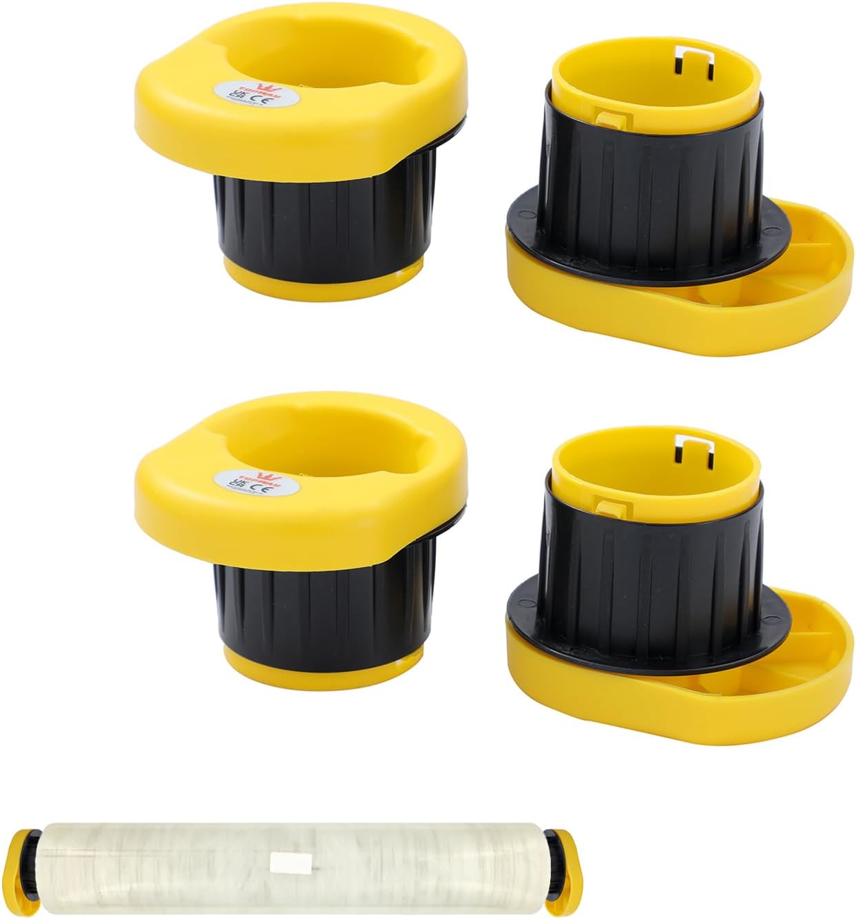 TOPWAY Stretch Film Dispenser Wrapper with Brake 4 Pack, Manual Shrink Wrap Handle Fits 3" Core Shrink Wrap Holder, for Pallet Wrapping, Carton Sealing Packing