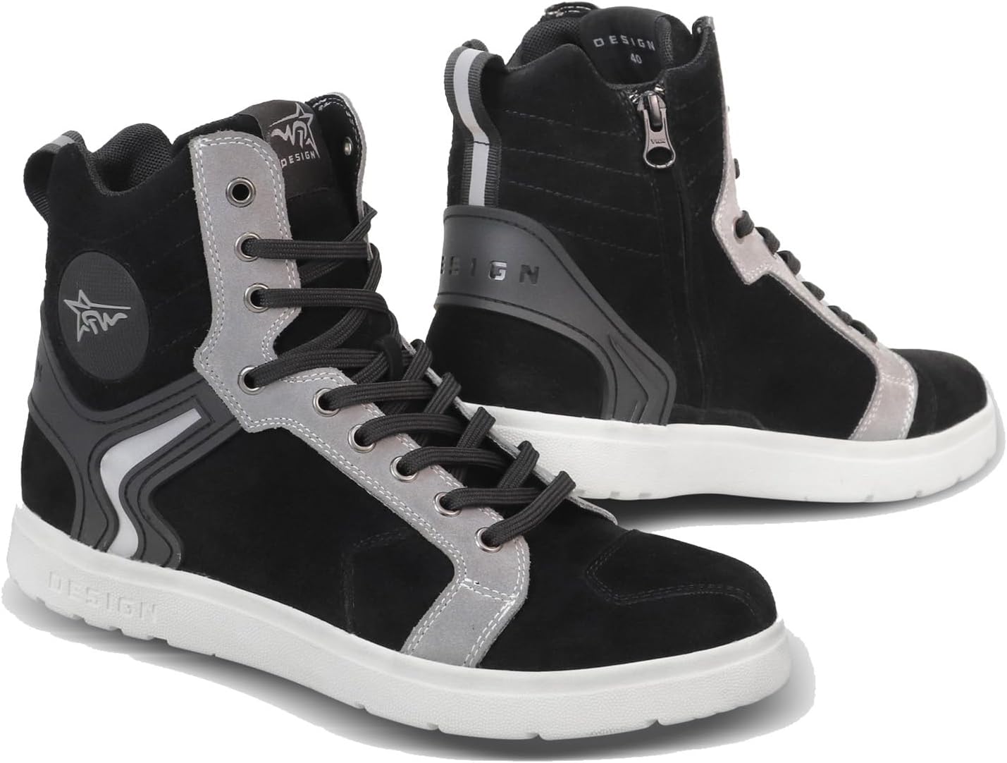 Professional Biker Boots,Casual Lightweight Men's Motorcycle & Combat Boots,High Ankle Anti-Slip Motorcycle Riding Shoes for Men,for All Seasons