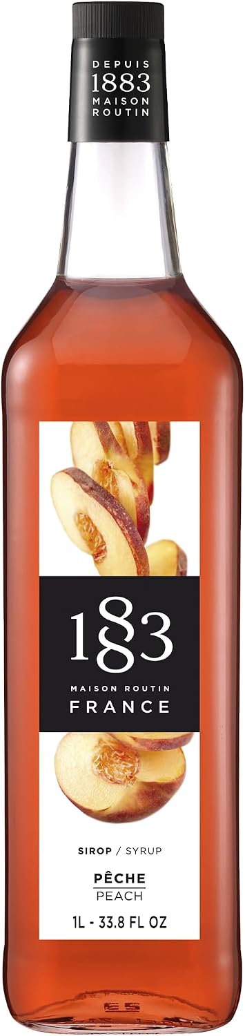 1883 Maison Routin Premium Peach Syrup, 1 Litre Glass Bottle