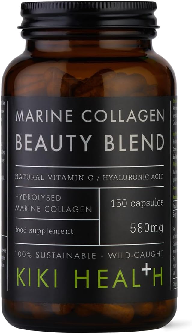 KIKI Health Marine Collagen Peptides Beauty Blend | Vital Protein Supplement for Skin, Hair Nails, Bones, Joints & Digestion | Hydrolysed Collagen with Vitamin C and Hyaluronic Acid - 150 Capsules