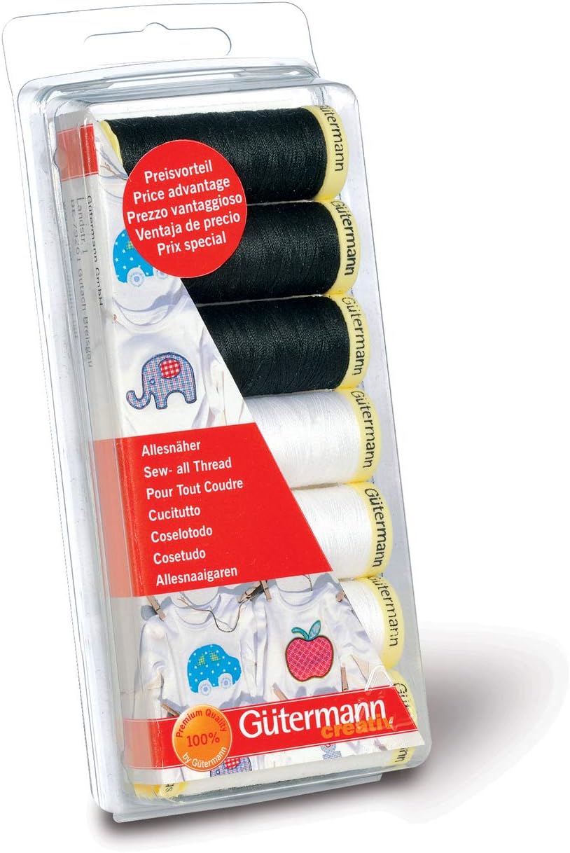 Gutermann Thread Set: Sew-All: Black & White: 7 x 100m