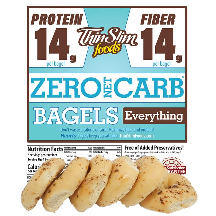 ThinSlim Foods Keto Bagels | Low Carb Everything, 1 Pack (6 Zero Net Carb Bagels Per Pack)