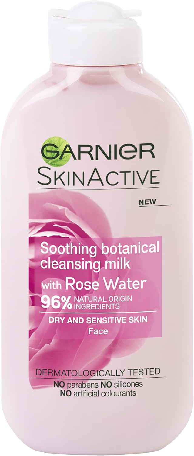 Garnier Natural Rose Water Cleansing Milk Sensitive Skin 200ml (Packaging may vary)