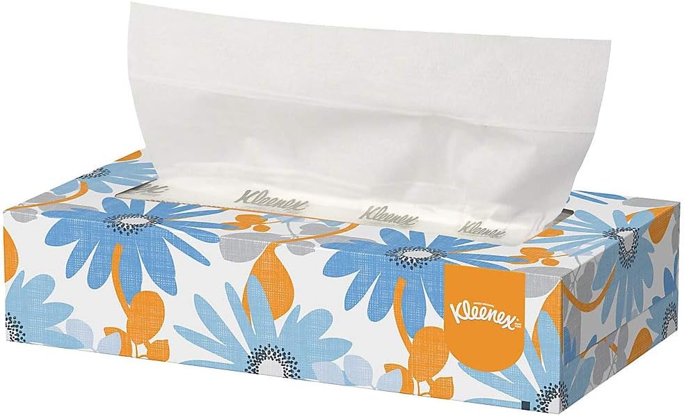 Kleenex 21606BX White Facial Tissue, 2-Ply, White, Pop-Up Box (Box of 125 Tissues)
