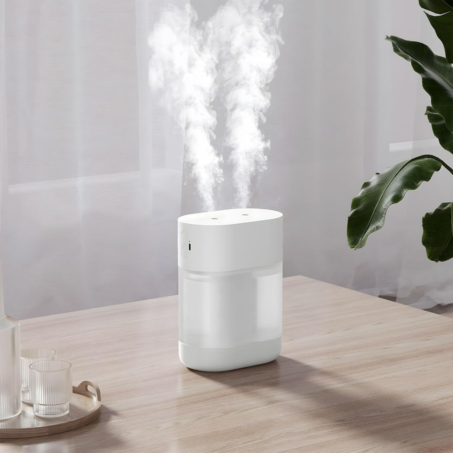 Humidifier for Bedroom Wireless Portable – 1L Cool Mist Ultrasonic Humidifier with Soft Night Light, Auto Shut-Off & Whisper-Quiet Operation for Bedroom, Baby, Office (White)