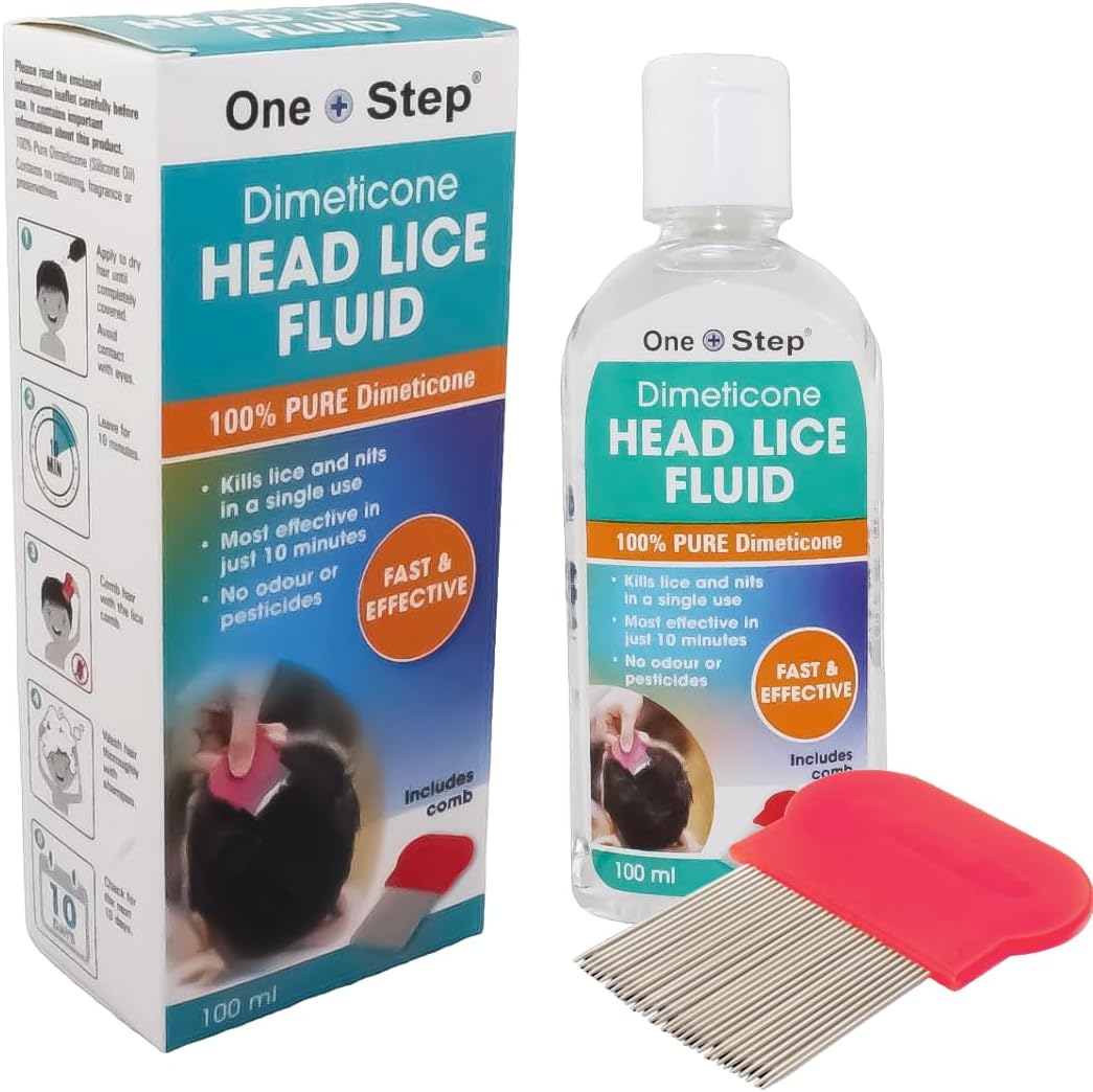 One Step: Dimeticone Head Lice Treatment 100ml – Lice and Nit Removal Solution | Gentle, Non-Toxic Formula for Kids and Adults | Safe, Effective, and Easy to Use