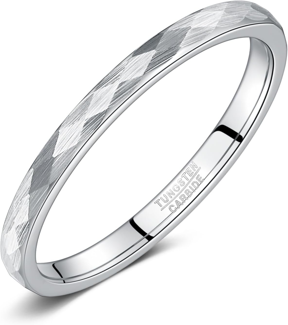 NUNCAD Tungsten Rings for Women - 2mm Thin Sackable Rings with Brushed Finish - Matte Vintage Minimalism Style