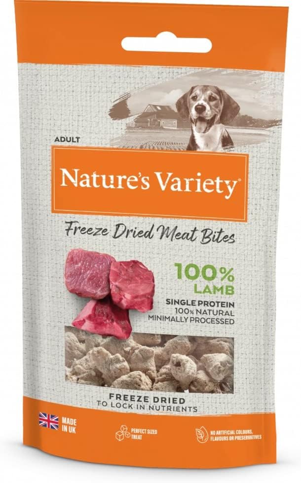 Pet Things Nature's Variety Freeze Dried Meat Bites Dog Lamb 20g (Pack of 12)