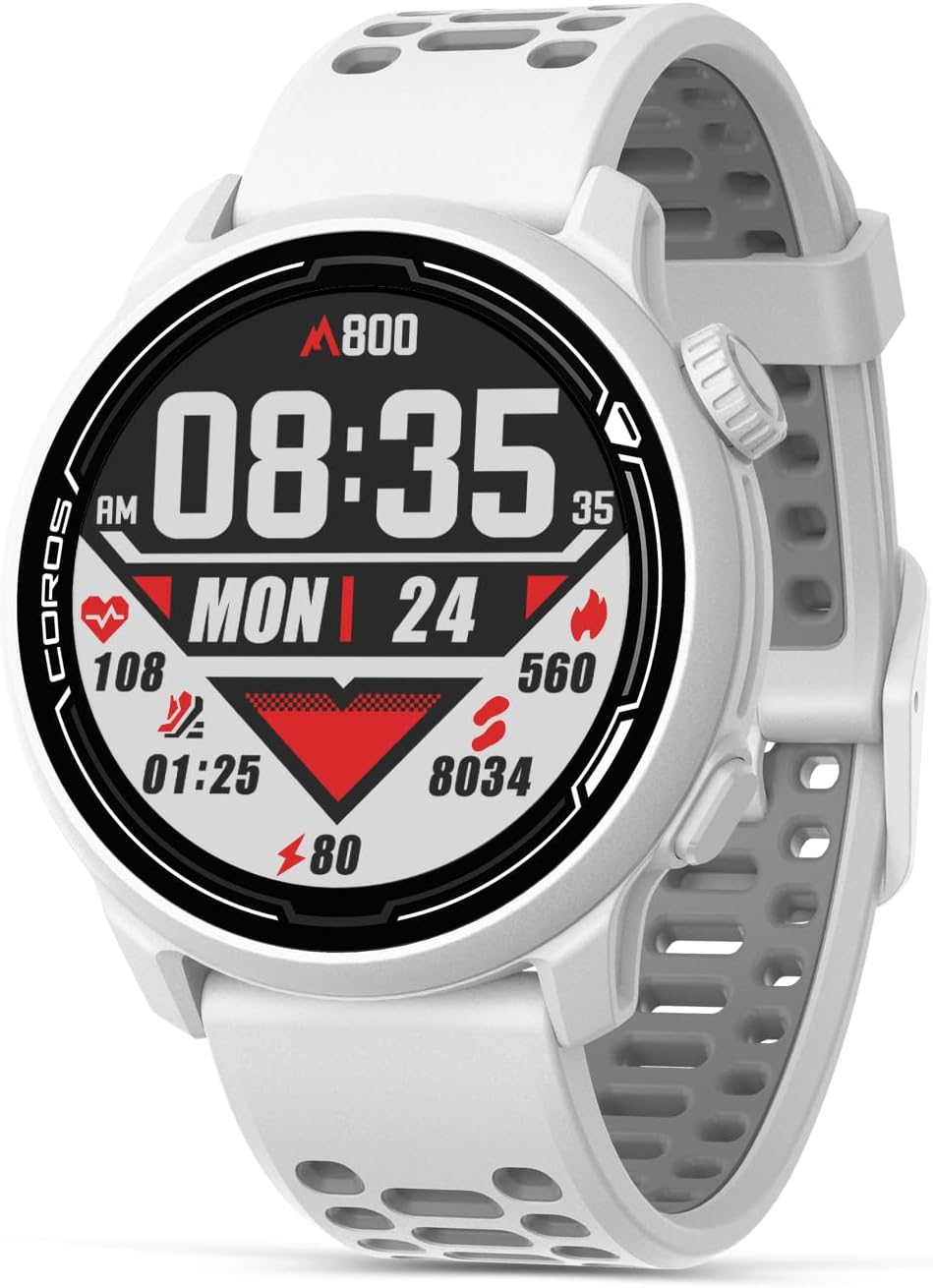 COROS PACE 2 Sport Watch GPS Heart Rate Monitor, 20 Days Long Battery Life, Barometer, Lightweight, Strava, Training Plan, Navigation, Sleep Track, Swim, Bike, Run, Strength, Treadmill-White Silicone