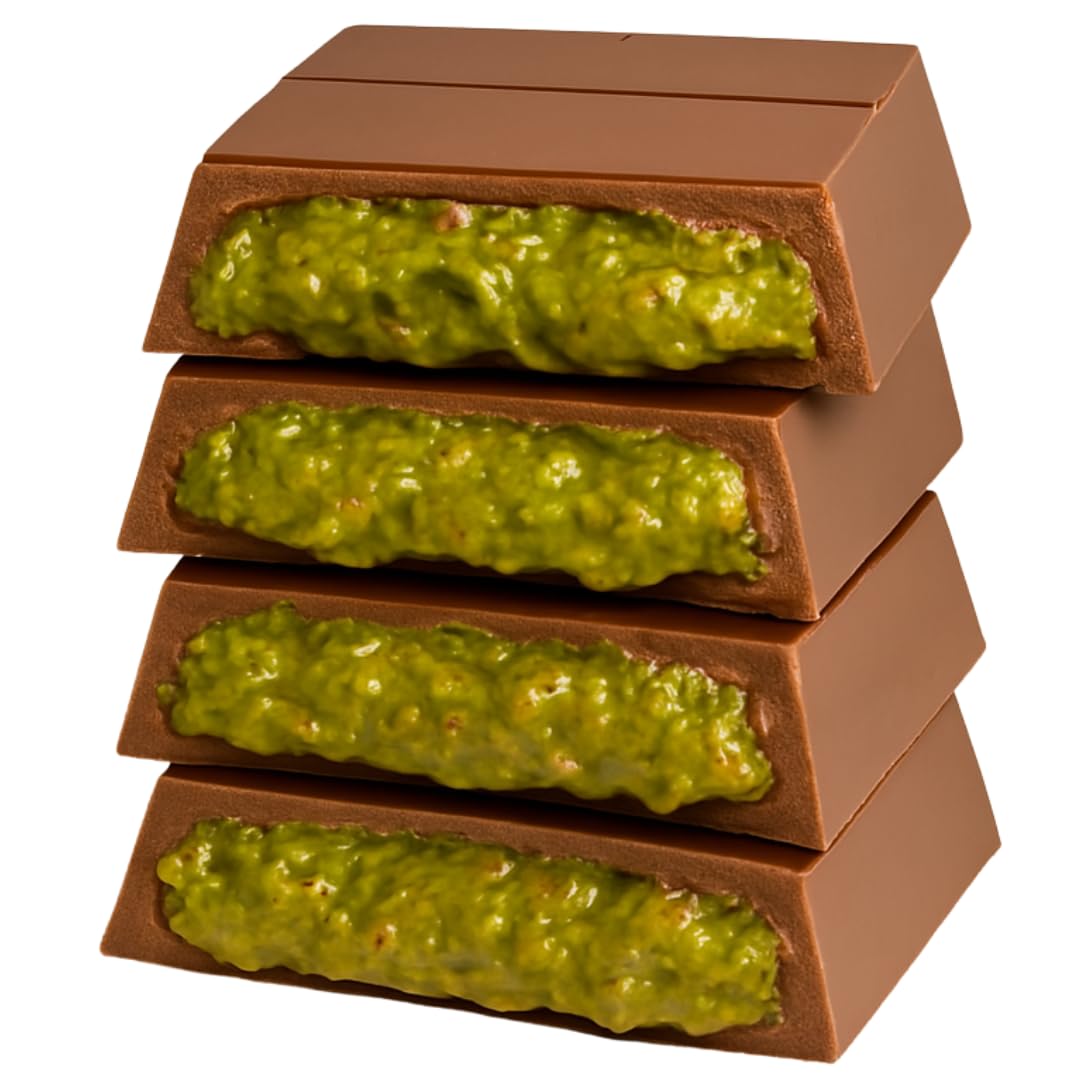 Gulluoglu Dubai Chocolate Kunafa Pistachio - (The Original), 3.4 oz - 95 gr (Pack of 1), daily fresh shipment, Ideal Gift for all Occasions, Gulluoglu Kunafa, Dubai Chocolate Bar Pistaciho