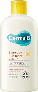 Derma B Everyday Sun Block Large Size Sunscreen SPF50+ PA++++ 6.71 Fl Oz, 200ml Fast-Absorbing Lightweight SPF Moisturizer, Facial Body Non-Sticky for Dewy Skin, Korean Protection Lotion