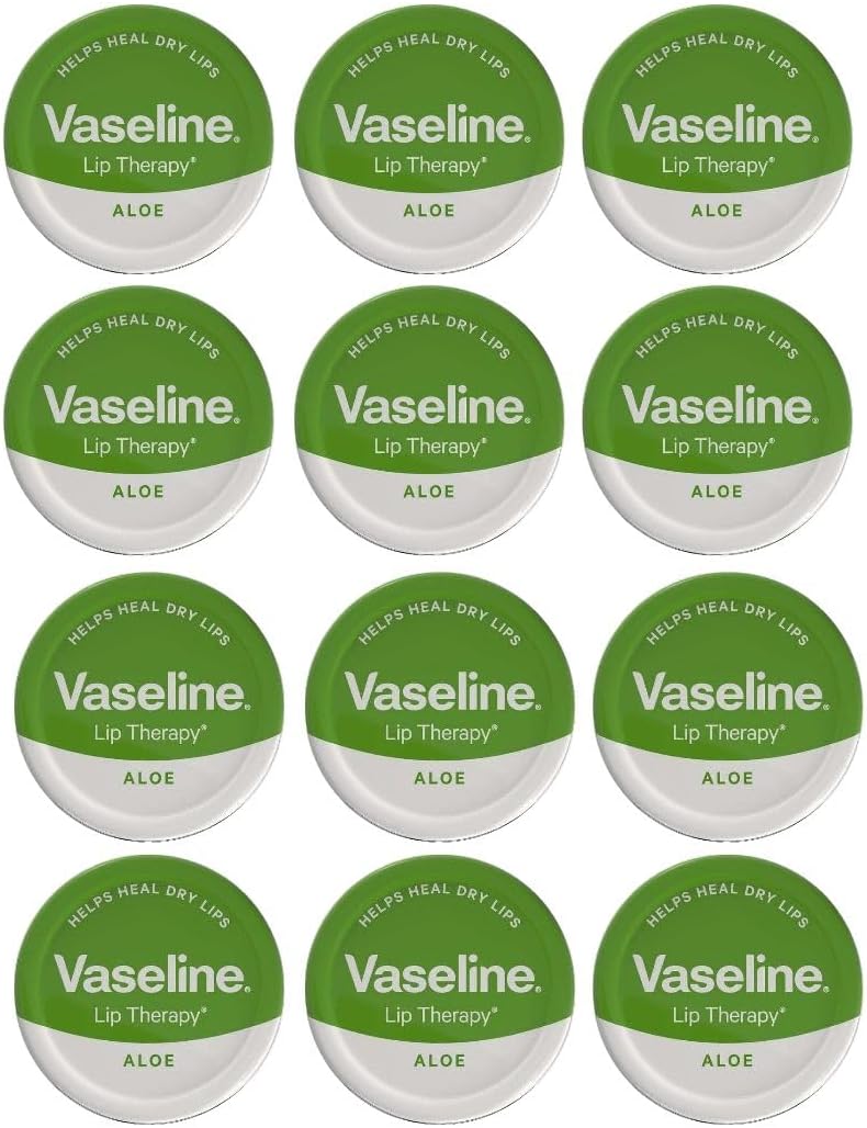 MM Vaseline Lip Therapy Aloe Vera 20g Pack of 12 | Moisturising Lip Balm for Dry & Chapped Lips | Soothing Aloe Formula | Hydrating Lip Care with Free Skincare Sample | Ideal for Daily Use & Travel