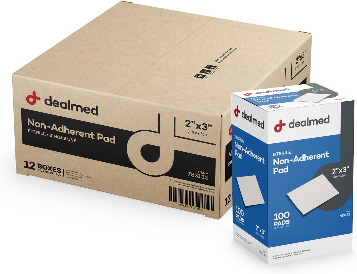 Dealmed Sterile Non-Adherent 2" x 3" Gauze Pads | Non-Adhesive Wound Dressing, Highly Absorbent & Non-Stick, Painless Removal-Switch, Individually Wrapped for Extra Protection (2" x 3" Case of 1200)