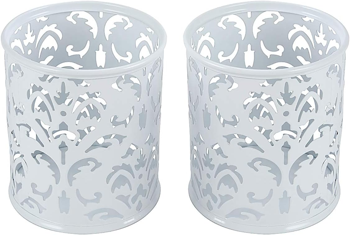 EasyPAG Desk Tidy Pen Pot Pencil Holder Makeup Brushes Storage Stationery Organiser,Pack of 2,White