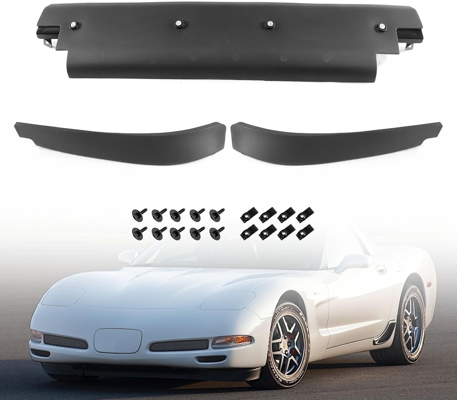 Front Spoiler Air Dam Set with Mount Hardware Compatible with 1997-2004 Ch-Evy Corvette C5