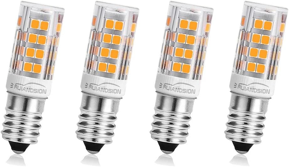 Ruiandsion E14 LED Bulb AC 100-250V 4W Equivalent E14 European Screw Base 40 Watt Halogen Bulb 2835 52SMD Warm White for Candle Ceiling Pendant Decorative Salt Light-Pack of 4