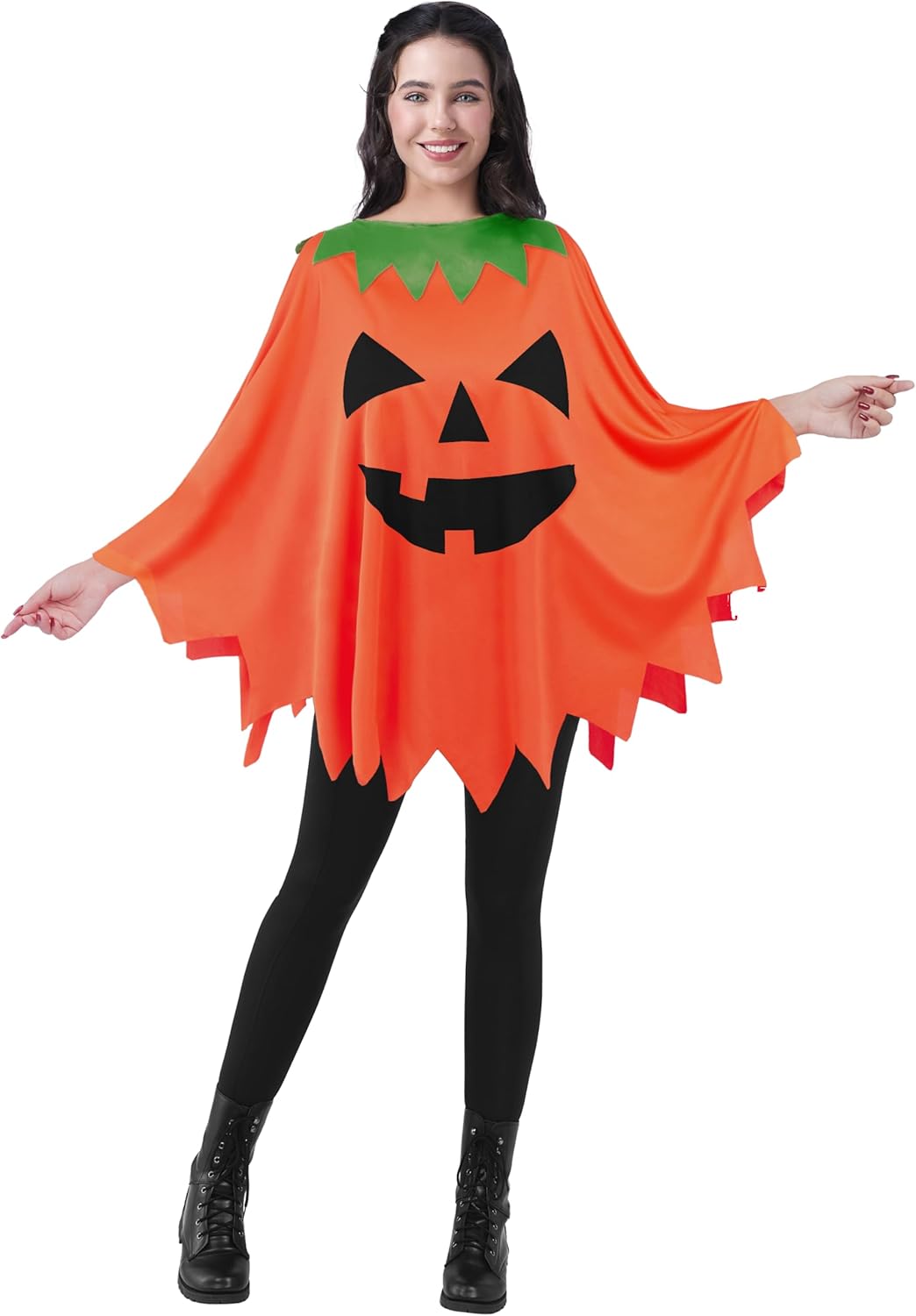 Spooktacular Creations Women Pumpkin Poncho Costume Adult, Pumpkin Costume Set, Halloween Costumes for Women Role Play