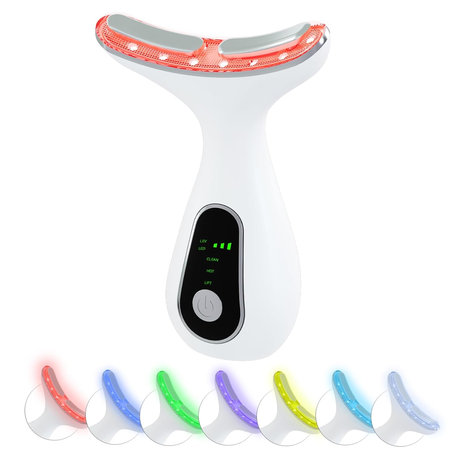 Face Massager Tool, Facial and Neck Massager Beauty 3-in-1 Triple Action Light, Thermal, and Vibration for Skin Care Face Sculpting Tool (White)