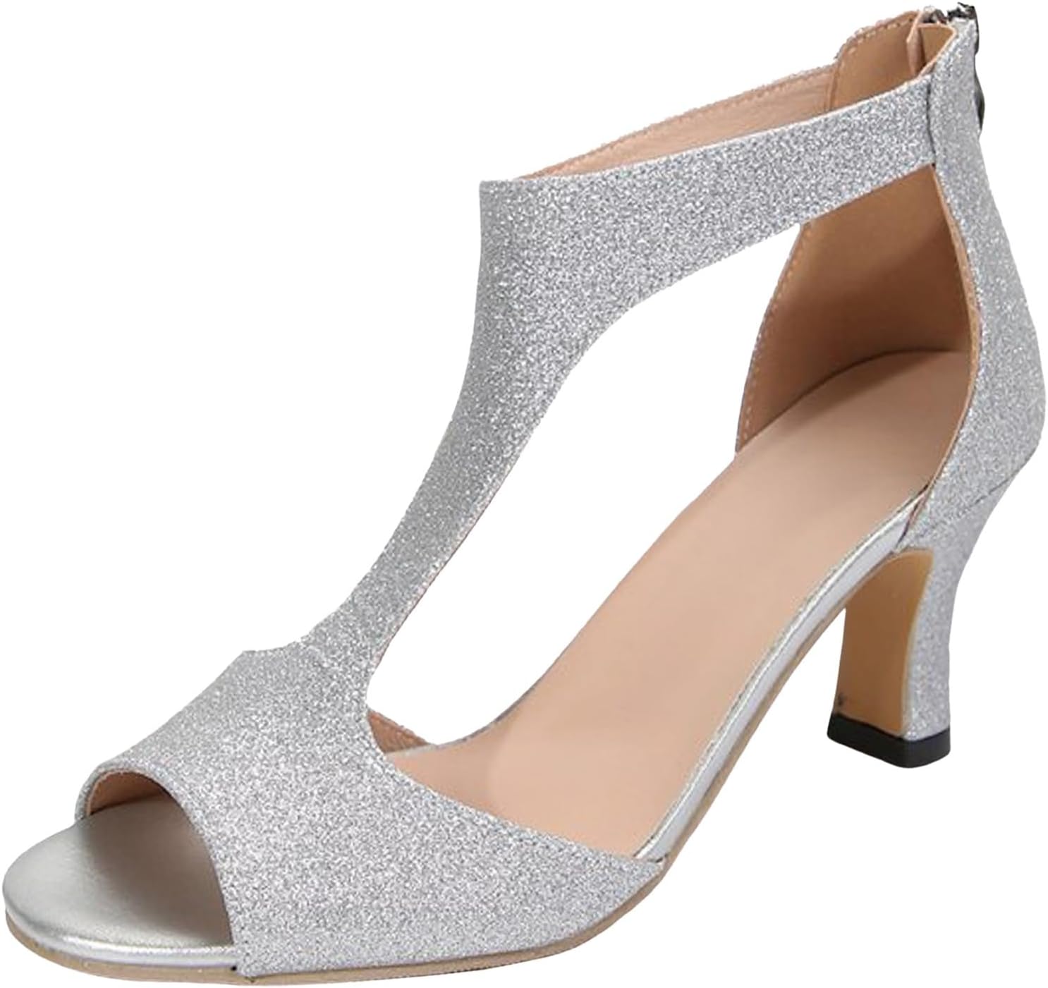 2025 Womens Slides Sandals Open Toe Shoes Block Heel Peep Orthotic Ladies Lightweight T-strap Summer Cushion Walk