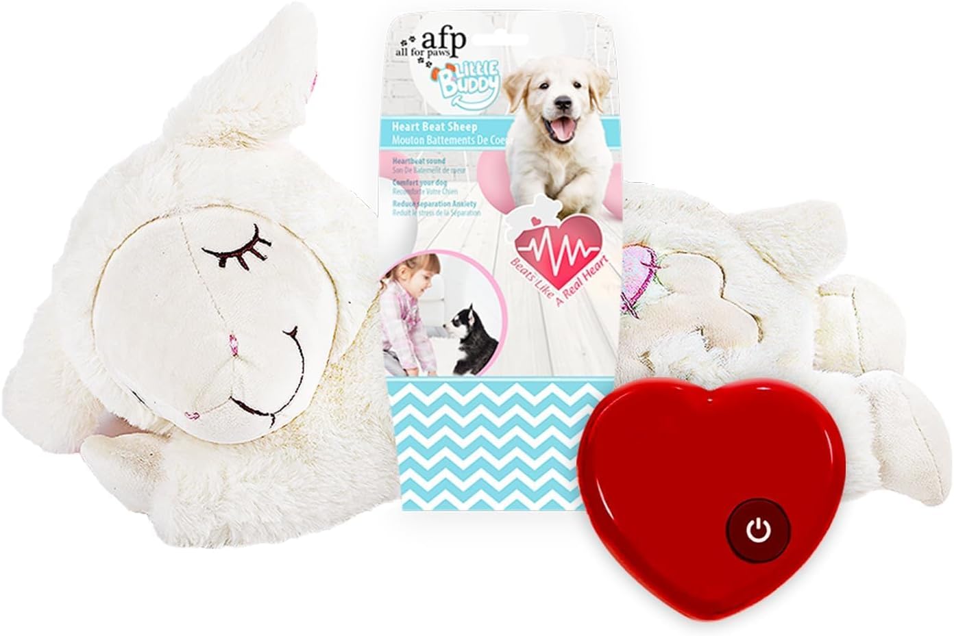 ALL FOR PAWS Little Buddy Heart Beat Sheep, Puppy Toy with Heartbeat Dog Training Toy for Separation Anxiety Relief Behavioral aid for Pets (Beige), (Pack of 1), packaging may vary