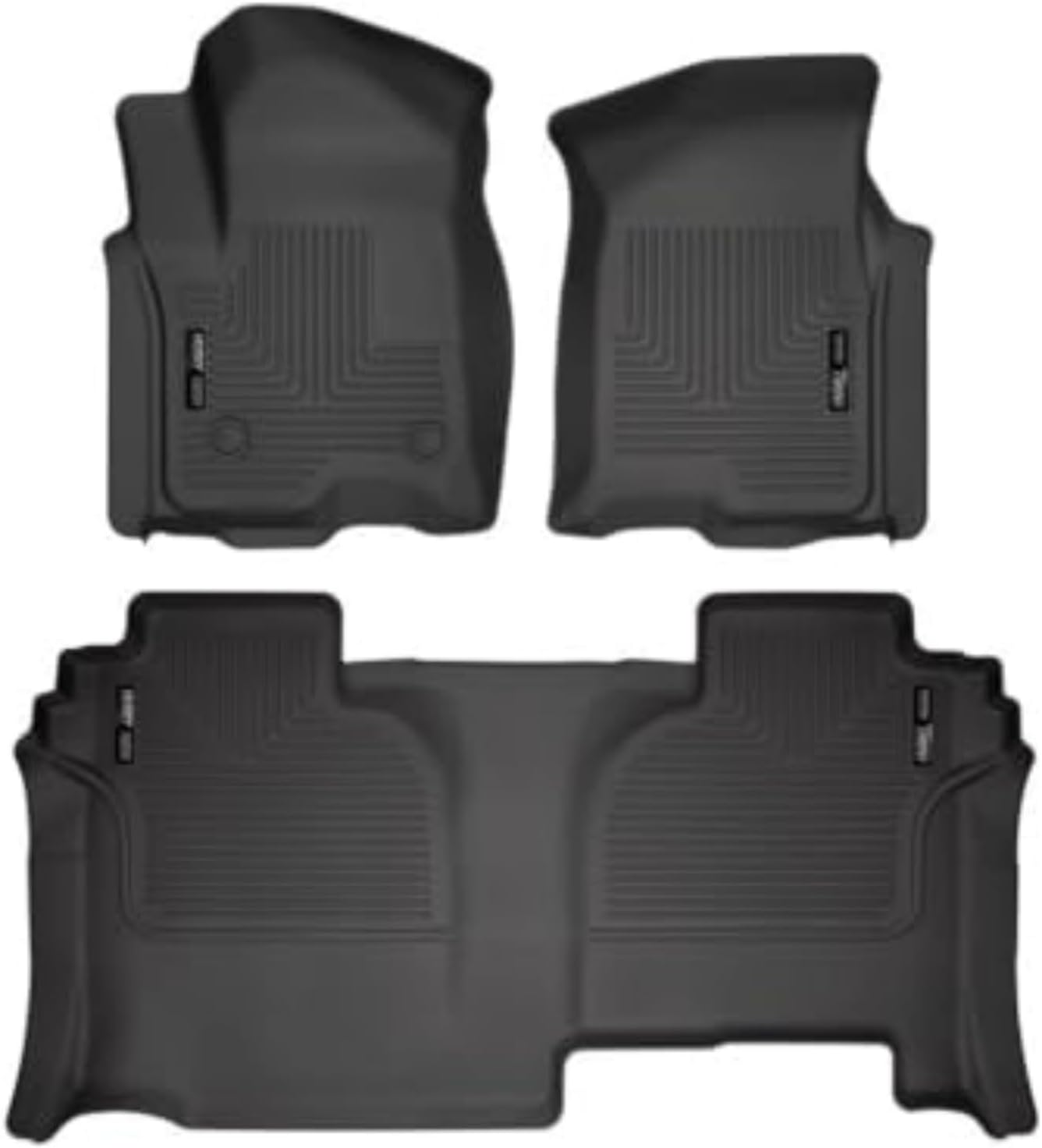 Husky Liners Weatherbeater Floor Mats | Fits 2019-2025 Chevrolet Silverado & GMC Sierra 1500 (New Body); 2022-2025 Silverado/Sierra 2500, 3500 Double Cab | Front & 2nd Row, 3-pc Black - 94031