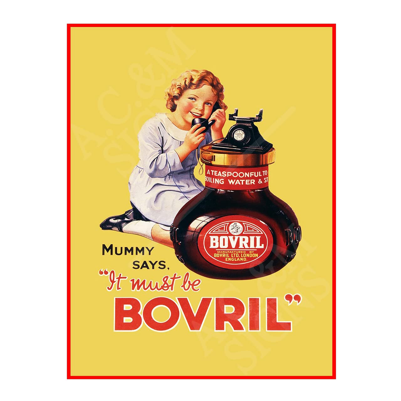 Bovril Sign Metal Plaque For Kitchen Home Bar Pub Man Cave Shed Garden Food Sign Home Decor Ref0133 (8x6 inches (Approx) 20cmx15cm)