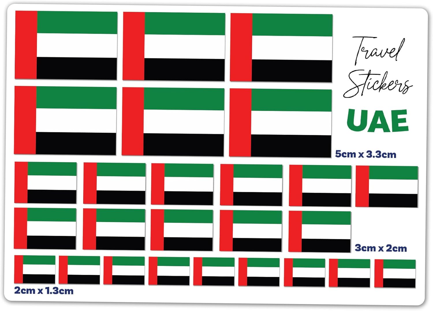 A5 Sticker Sheet United Arab Emirates Flag Vinyl Stickers - UAE Travel Holiday Geography School Labels Scrapbooking 5cm | 3cm | 2cm #81497