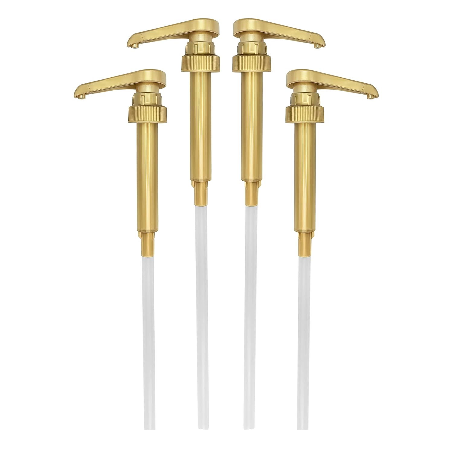 HANDIT - Gold Coffee Syrup Pumps | Fits 25.4oz/750ml Liter Torani, Skinny, Davinci and Monin 33.8oz Plastic Bottles | Does Not Fit Monin Liter 750ml | 4-Pack