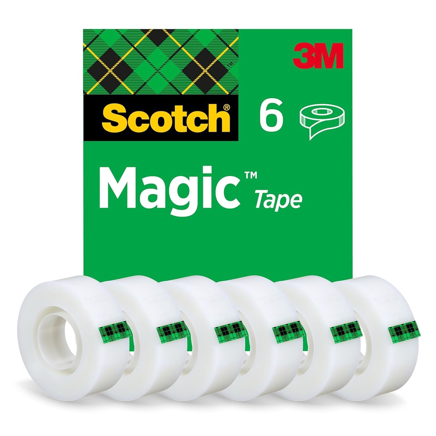 Scotch Magic Tape, 6 Rolls, 19 mm x 33 m - General Purpose Sticky Tape for Document Repair, Labelling & Sealing