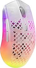 SteelSeries Aerox 3 Wireless - Holey RGB Gaming Mouse - 18K DPI TrueMove Air Optical Sensor - Ultra-Lightweight Water Resistant Design - Ghost