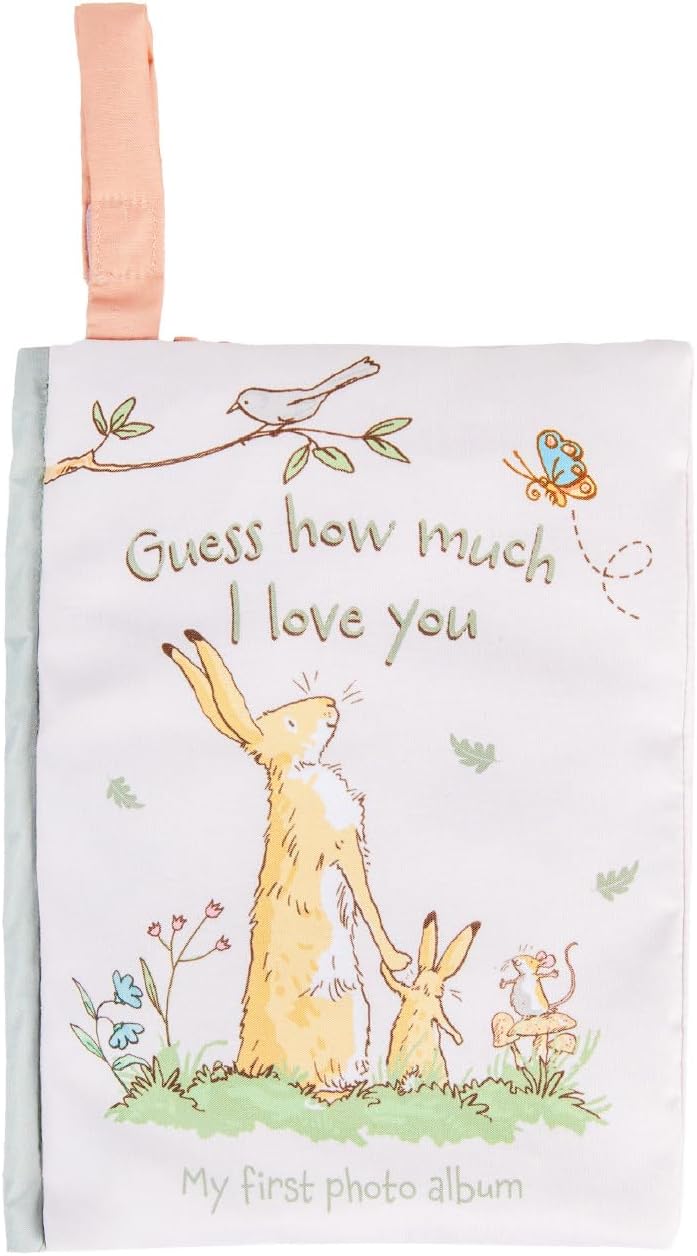 KIDS PREFERRED Guess How Much I Love You My First Baby Soft Photo Memrory Album Crinkle Soft Sensory Book Holds Three 4" x 6" Photos with Soft Fabric for Babies, 6.25x9 Inch