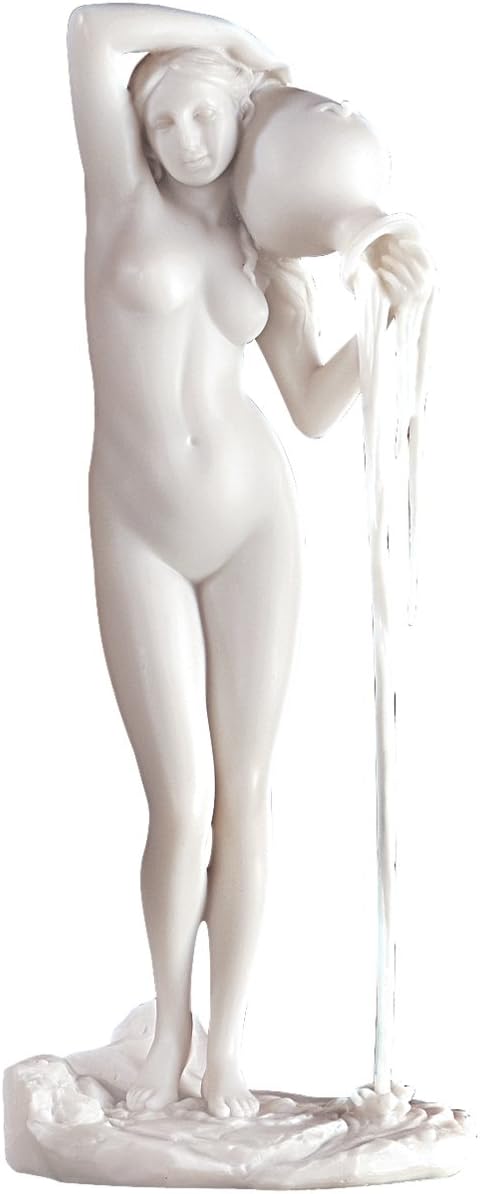 Design Toscano The Source, La Sorgente Greek Goddess Figurine Statue, Bonded Marble Polyresin, White, 28 cm