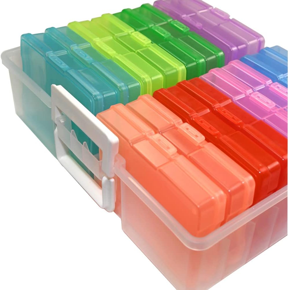 Unibos | Multi-Colored Photo Case | Photo Storage Box & Crafts Organiser | Photo Organizer Cases & Containers | Protects Photos | Keep Precious Memories Safe | Transparent | Large Box