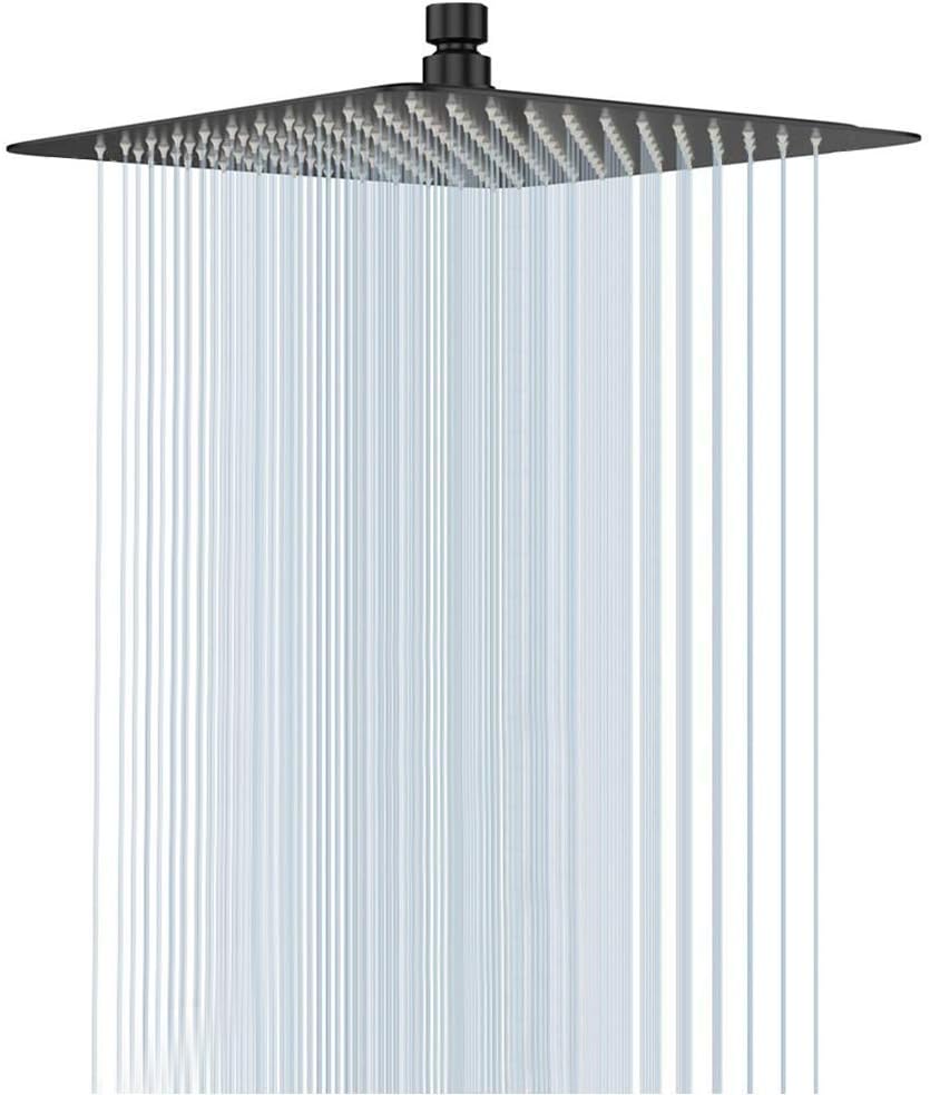 NearMoon Rain Shower Head, High Flow Stainless Steel Square Rainfall Shower, Waterfall Bath Shower Body Covering, Ceiling or Wall Mount (12 Inch, Matte Black)