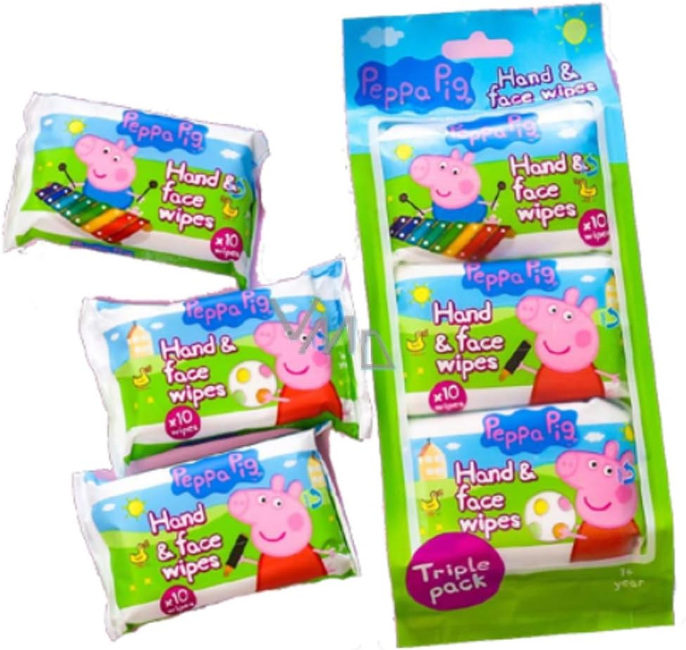 Peppa Hand and Face Wipes 10 Wipes Pack of 3 (30 Wipes)