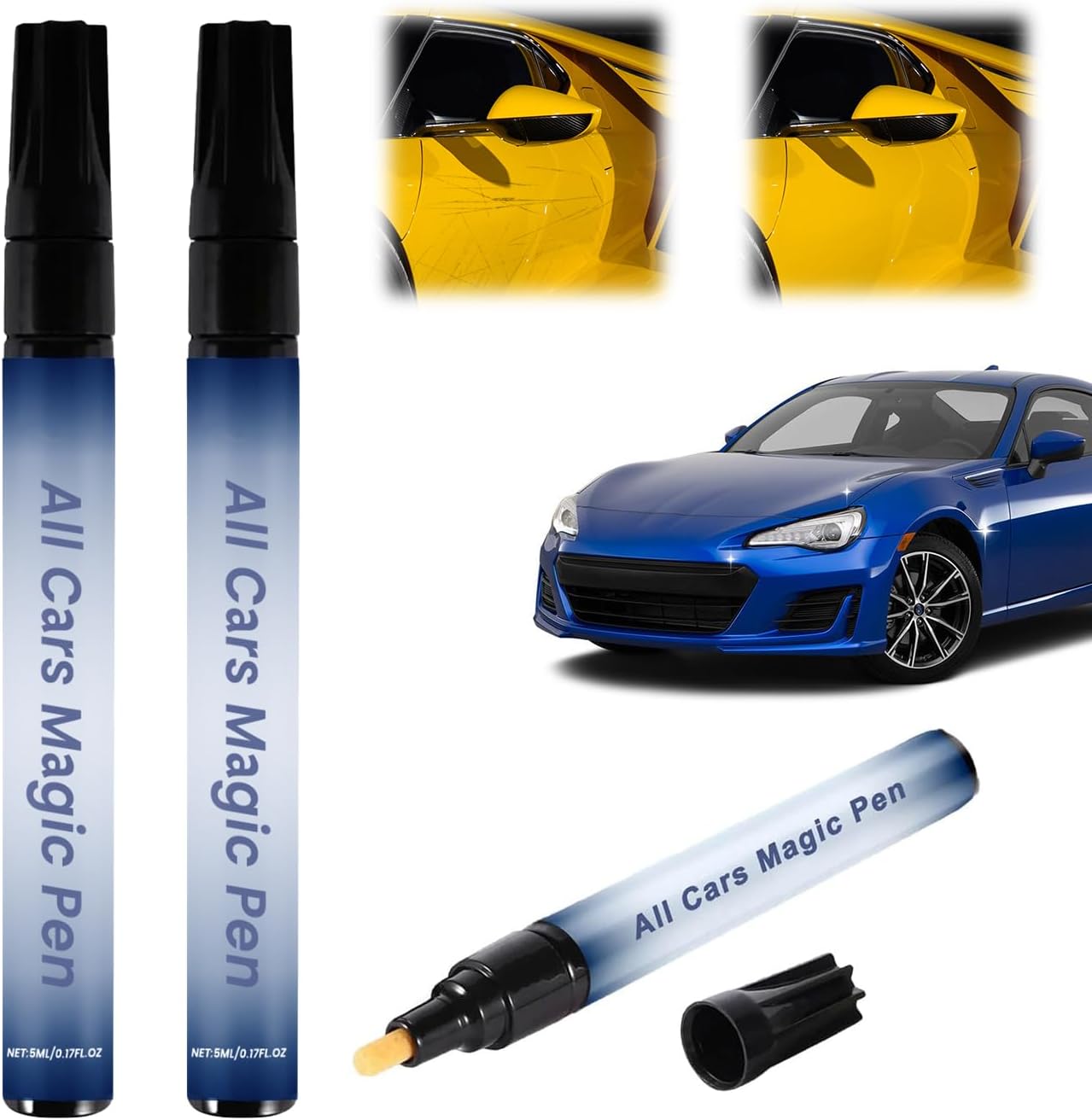 2PCS All Cars Magic Pen, Magic Car Scratch Removal Pen, Car Scratch Repair Pen Set, Magic Car Paint Scratch Repair, Quick Fix for All Car Colors